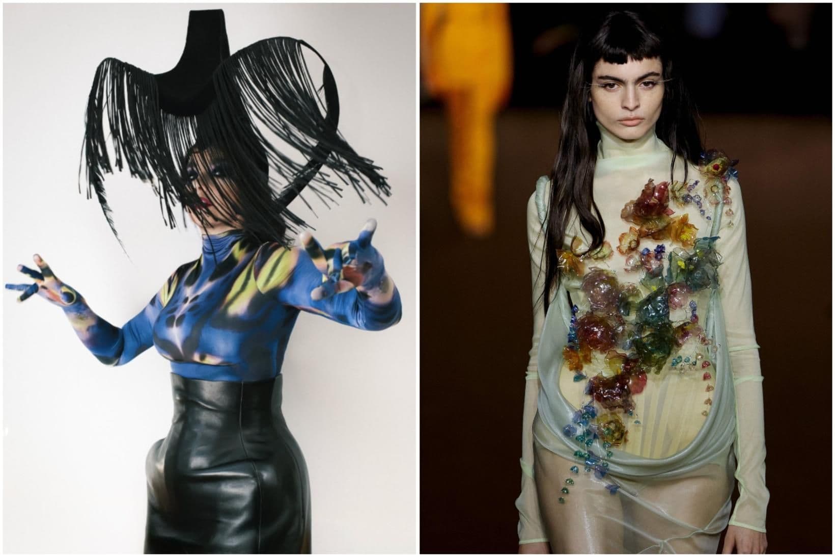 Björk í fötum frá Mugler